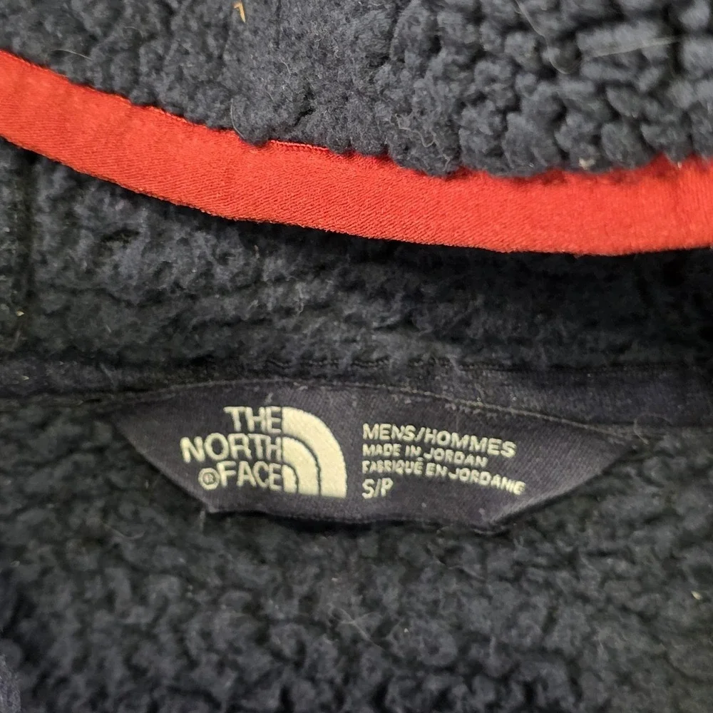 The North Face Campshire Hoodie Mens Small Blue Sherpa Fleece 1/4‎ Zip Pullover